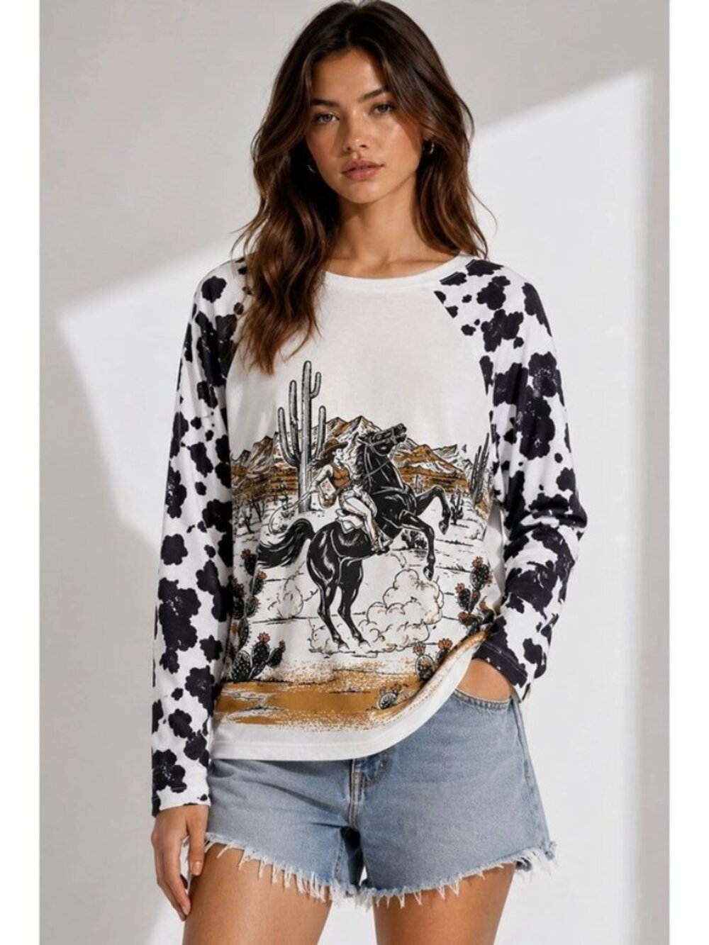 Western Theme  Long Sleeved Tee.